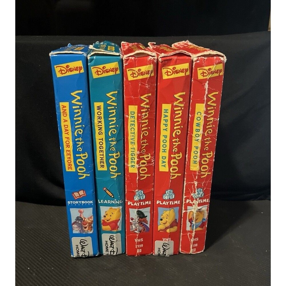 5 Vtg Winnie The Pooh VHS Movies Playtime, Learning, Storybook